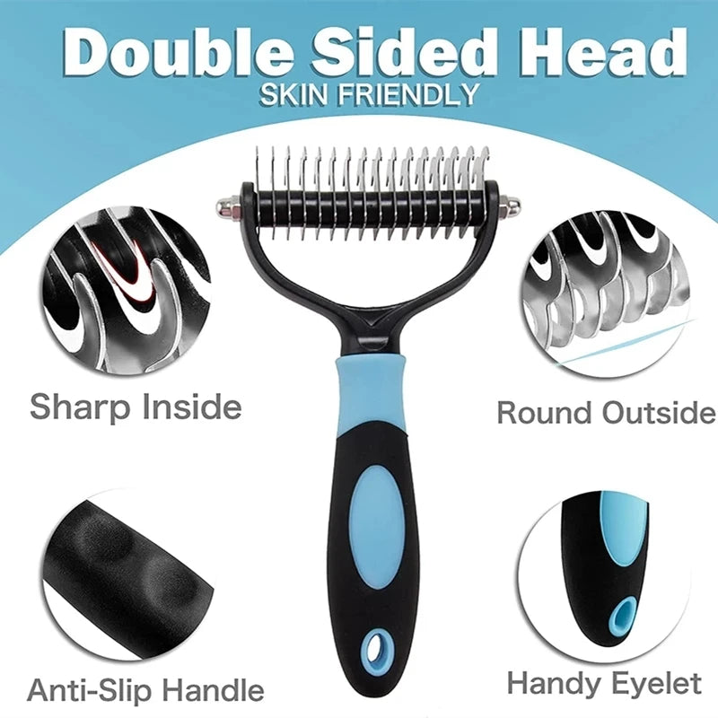 Double-Sided Dematting Brush for Dogs & Cats