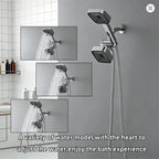 2-in-1 Square Rain + Handheld Shower Head Combo with Hose & Valve