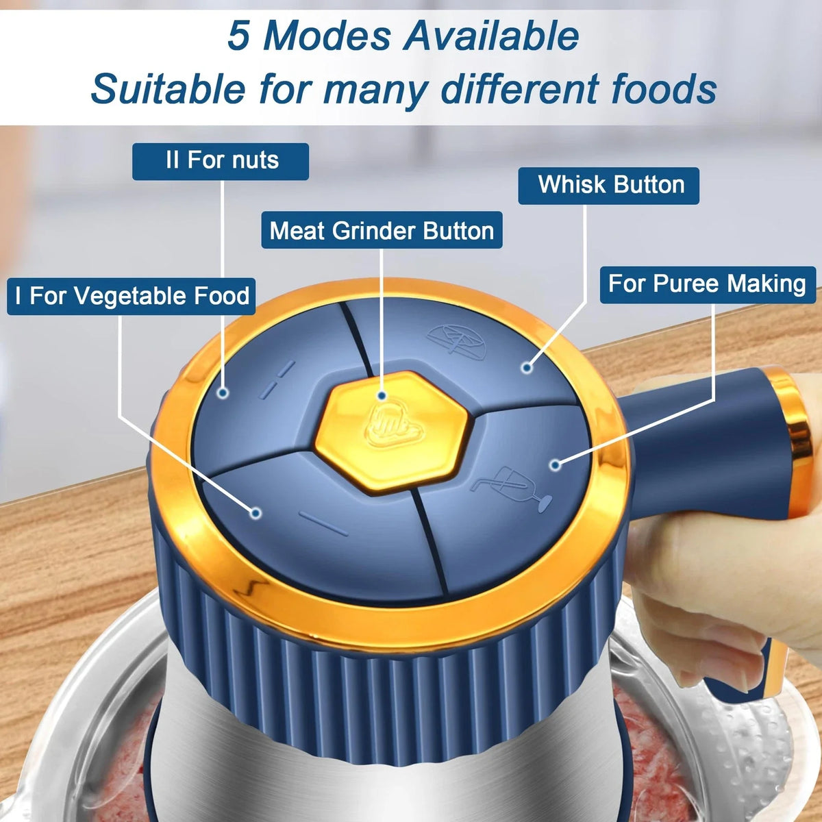 5L Electric Meat Grinder & Food Chopper — 304 Stainless Steel