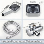 2-in-1 Square Rain + Handheld Shower Head Combo with Hose & Valve