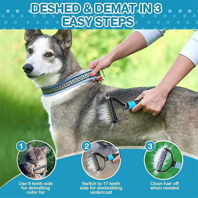 Double-Sided Dematting Brush for Dogs & Cats