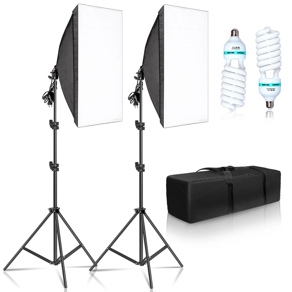 50x70CM Studio Softbox Lighting Kit — Softbox + Stand (Bulbs & Bag Not Included)