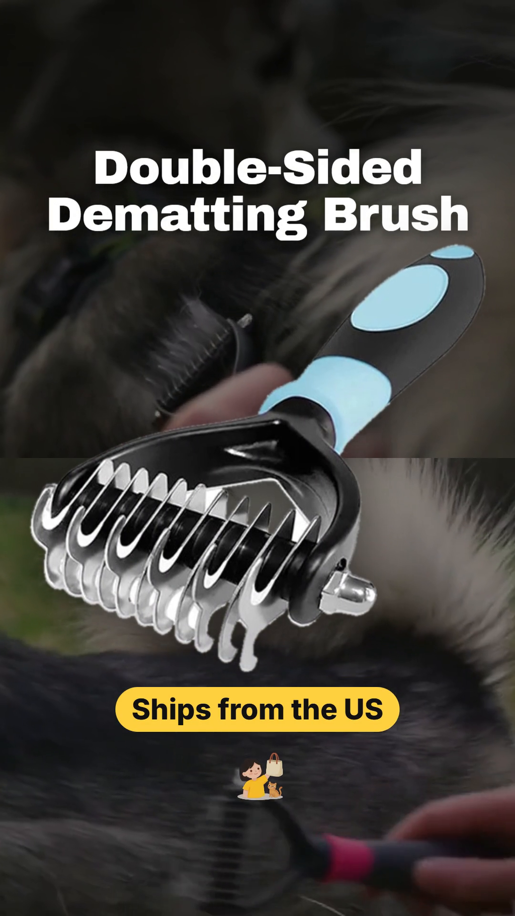 Double-Sided Dematting Brush for Dogs & Cats video
