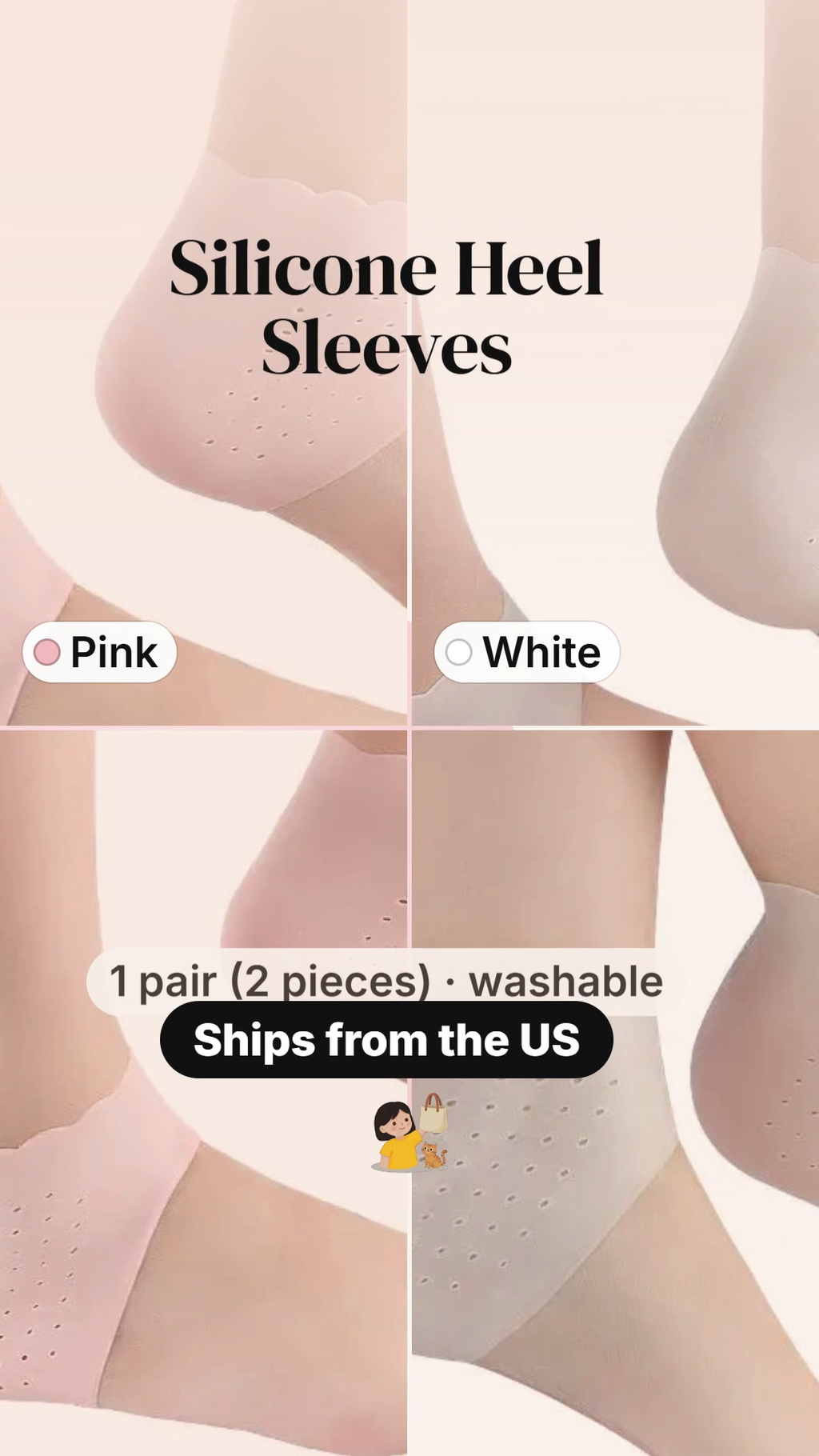 Silicone Heel Sleeves for Dry, Cracked Heels (1 Pair) video